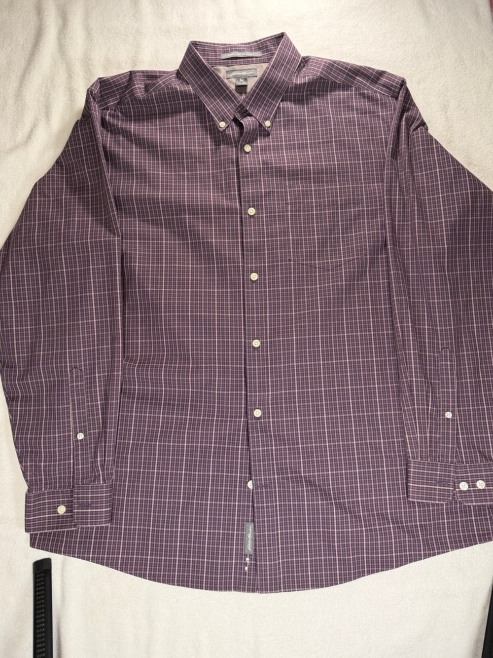 Eddie Bauer Wrinkle Free Plaid Button Down Shirt Men’s XL Relaxed Fit Cotton